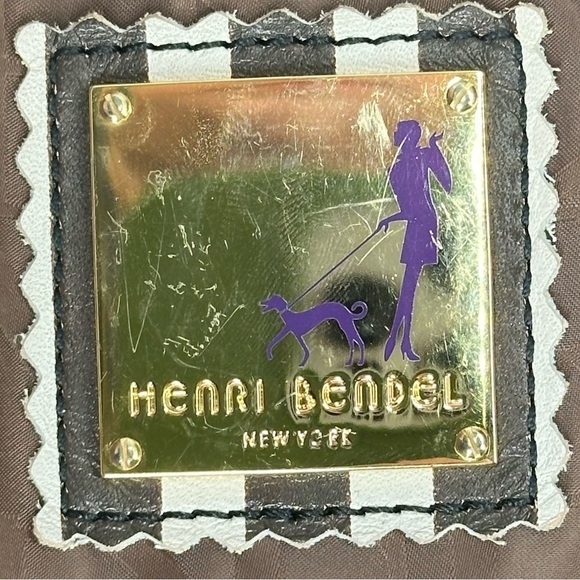 Henri Bendel Disturbed Stripe Laptop Bag Padded Briefcase Black/White - Picture 2 of 9